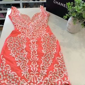 Holt Miami Dress in Coral with white